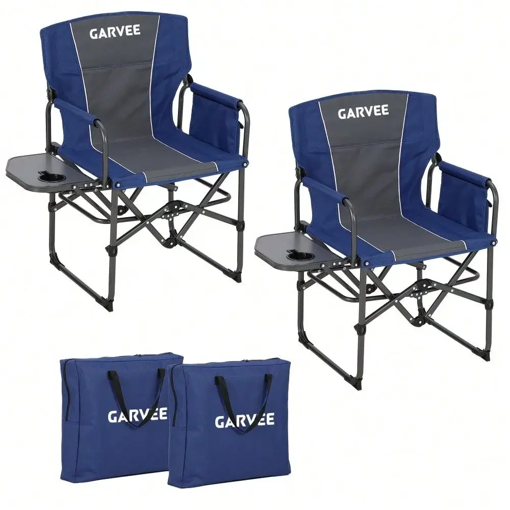 Oversized Camping Directors Chair,Portable Folding Lawn Chairs For Adults Heavy Duty With Side Table,Pocket,Outdoor Foldable Ca