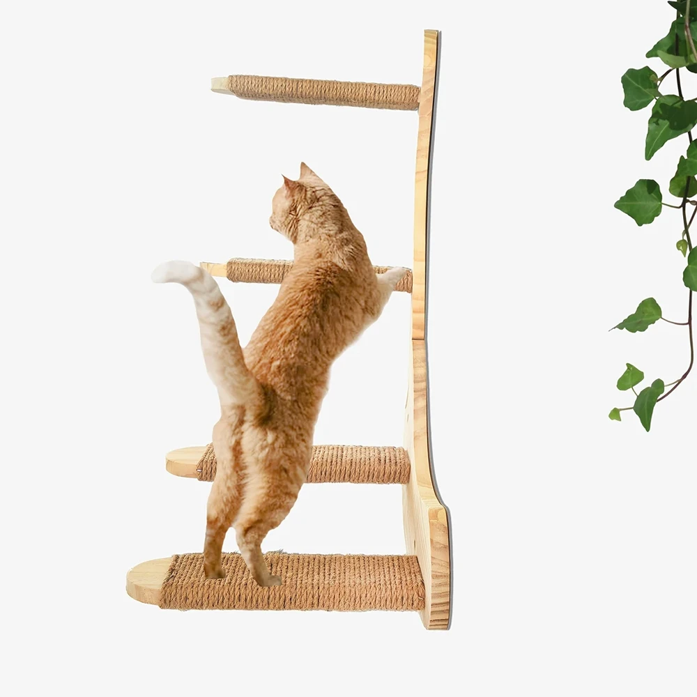 

Wall-Mounted Cat Ladder Shelf Set-Creative Climbing System for Cats Indoor Home Arc-shaped Catwalk ladder Easy to assemble