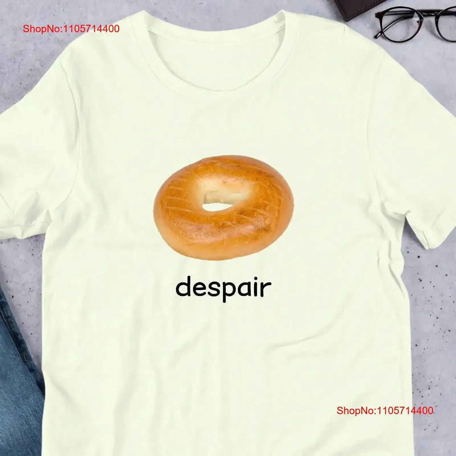 Despair Bagel Funny Meme T Shirt Ironic Weirdcore Clothing Joke Oddly Specific Unhinged Cursed vintage Washed