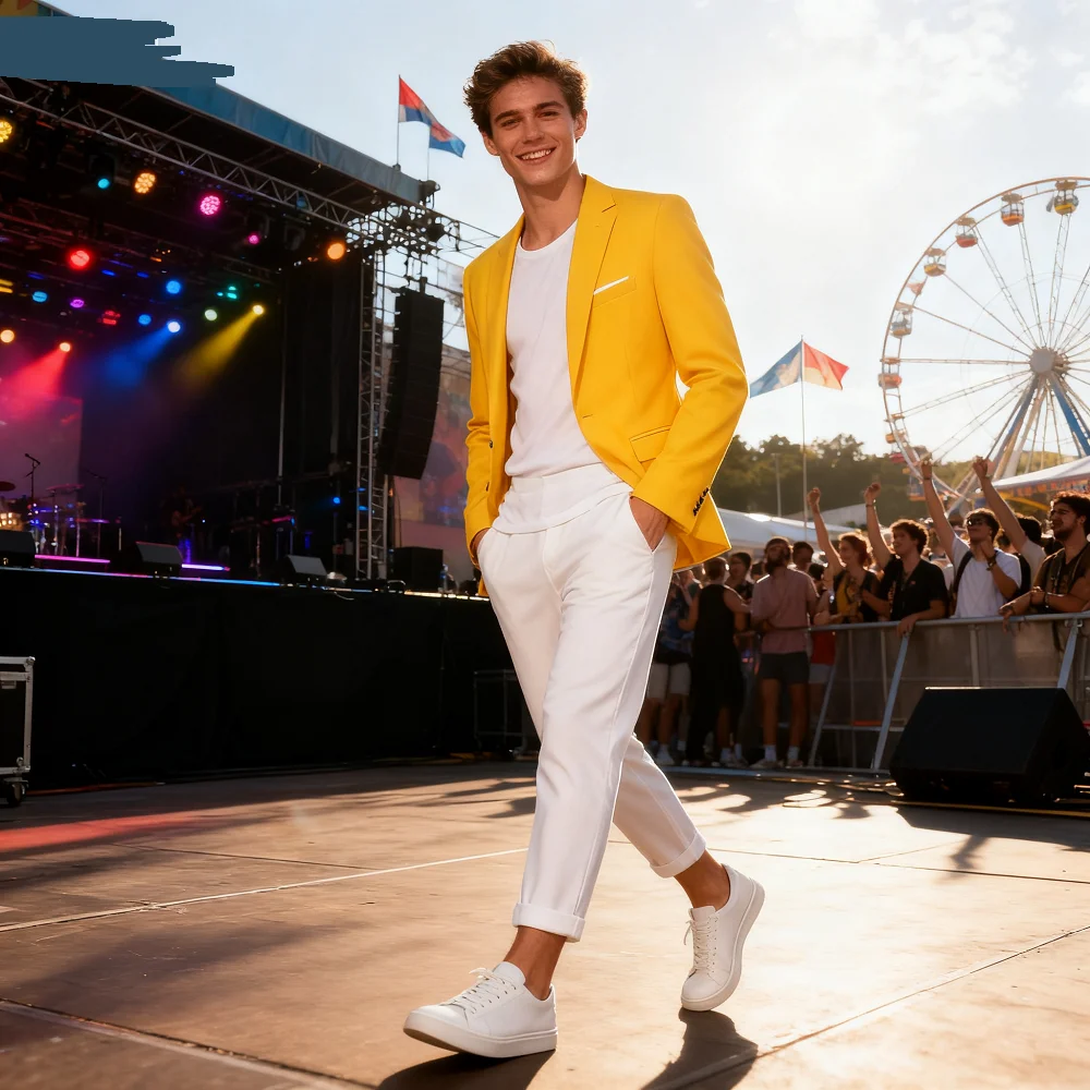 

Monochrome Business Blazer for Men, Notch Lapel, Casual Suit Jacket, Formal Male Fashion, Only One