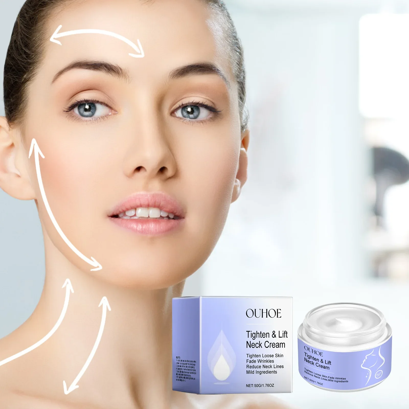 

OUHOE Neck Cream Firming Neck Care Cream Moisturizing and Whitening Fading Necks Lines and Shaping Swan Neck Care Cream 50g