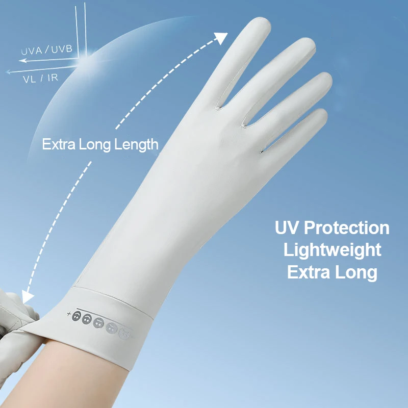 Sun Protection Gloves for Women Driving Summer Elastic Breathable Anti-Slip Flip Finger Touchscreen Cycling Outdoor Long Gloves
