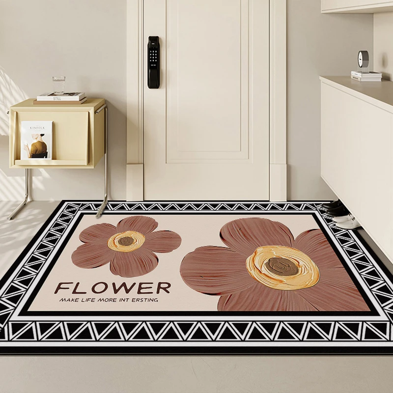 PVC Leather Cuttable Carpets Indoor Entrance Door Rug Bedroom Balcony Large Area Scrubable Rugs Kitchen Waterproof Slip Carpet