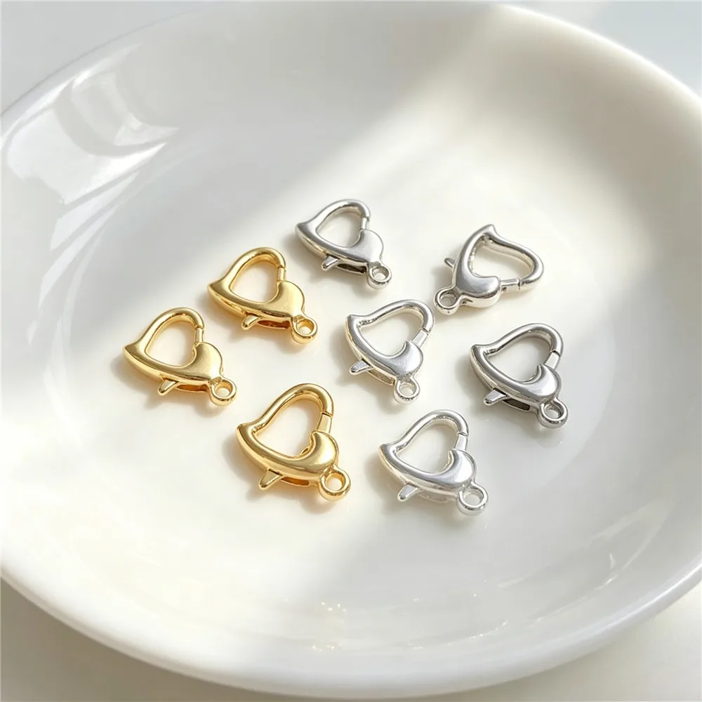 Brass 14K Gold Plated Light Gold Heart Spring Lobster Clasp DIY Bracelet Necklace Findings