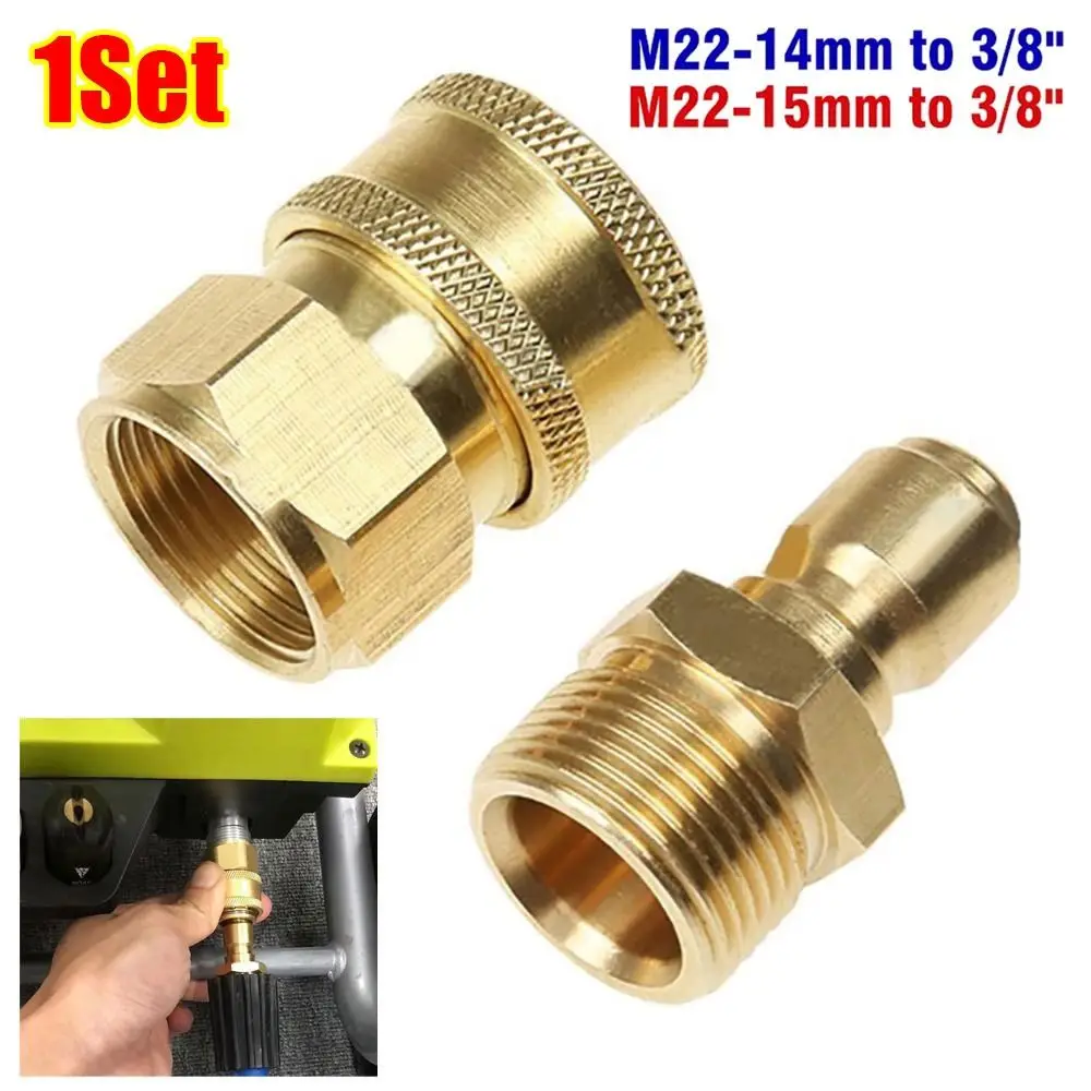 

1Set 3/8 M22 Pipe Joint For M22 High Pressure Washer Adapter Set Hose Coupler Quick Connect Kits M22 14/15mm Water Outlet Set