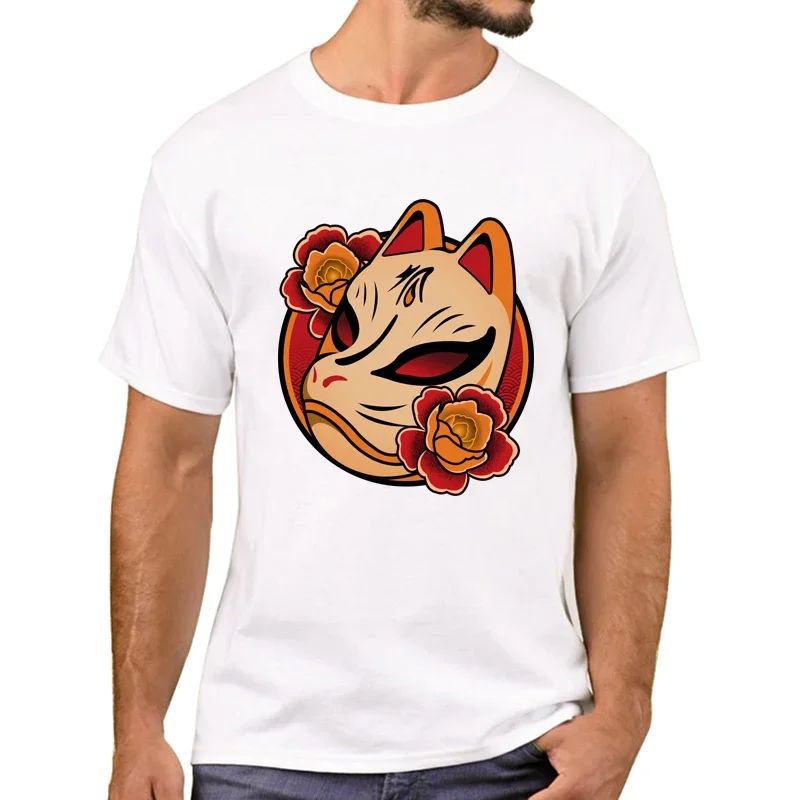 kısa kollu T shirt erkek Harajuku Tee TEEHUB sıcak satış Vintage japon tilki erkek T-Shirt şanslı Kitsune baskılı T shirt