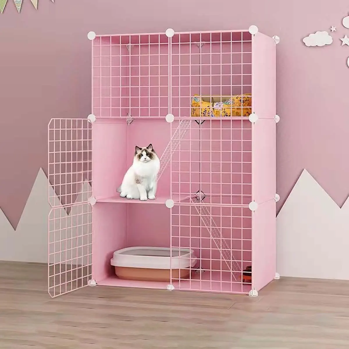 

[Semi-Enclosed] Cat Cage, Cat Cabinet, Indoor Household Luxury Special Offer, Multi-Layer Villa, Encrypted Kitten House