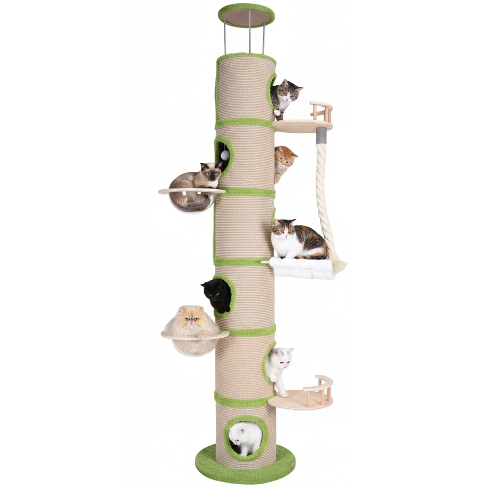 

Большой лесной игровой комплекс для кошек с сизалевой когтеточкой, очень большая лазалка-башня для взрослых домашних кошек