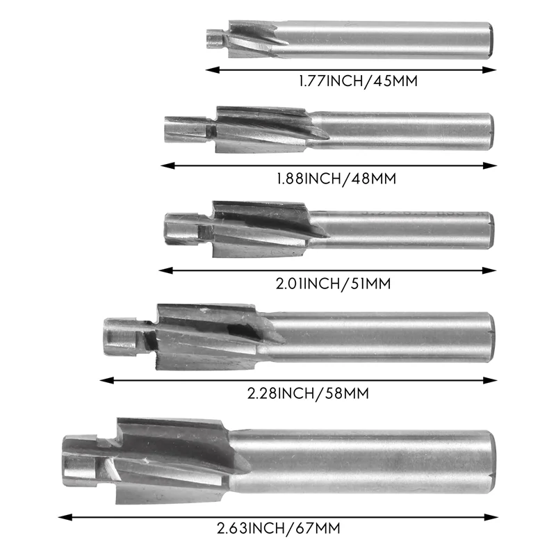 جودة 5 قطعة HSS Counterbore نهاية مطحنة M3-M8 الطيار الشق أداة قاطعة المطحنة غاطسة نهاية المطاحن #5