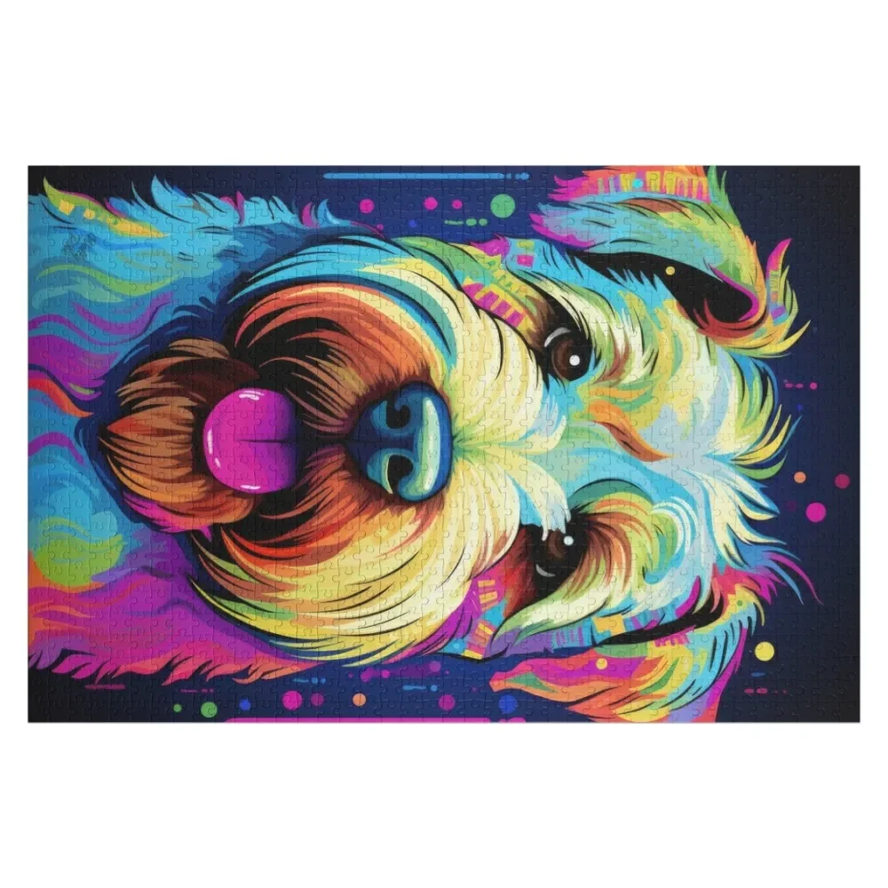 colorful Irish Soft Coated Wheaten Terrier colorful dogs Jigsaw Puzzle Name Wooden Toy Jigsaw For Kids Personalize Puzzle