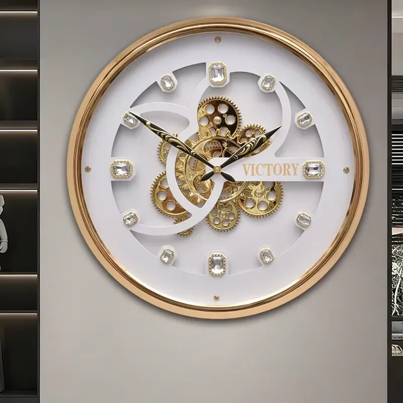 45cm Nordic Style Silent Wall Clock Modern Round Home Decor Creative Luxury Gear Design Quiet Living Room Decoration New