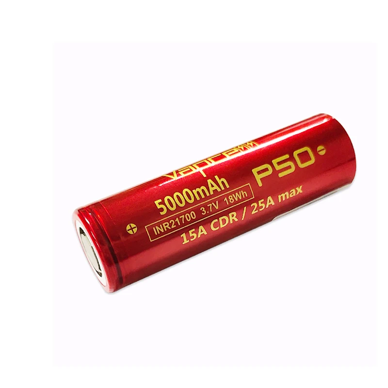 Original Vapcell Li Ion Battery P50 INR21700 5000mah 3.7V 21700 Batteries 15A/25A Rechargeable Cells High Capacity For Box-Mod