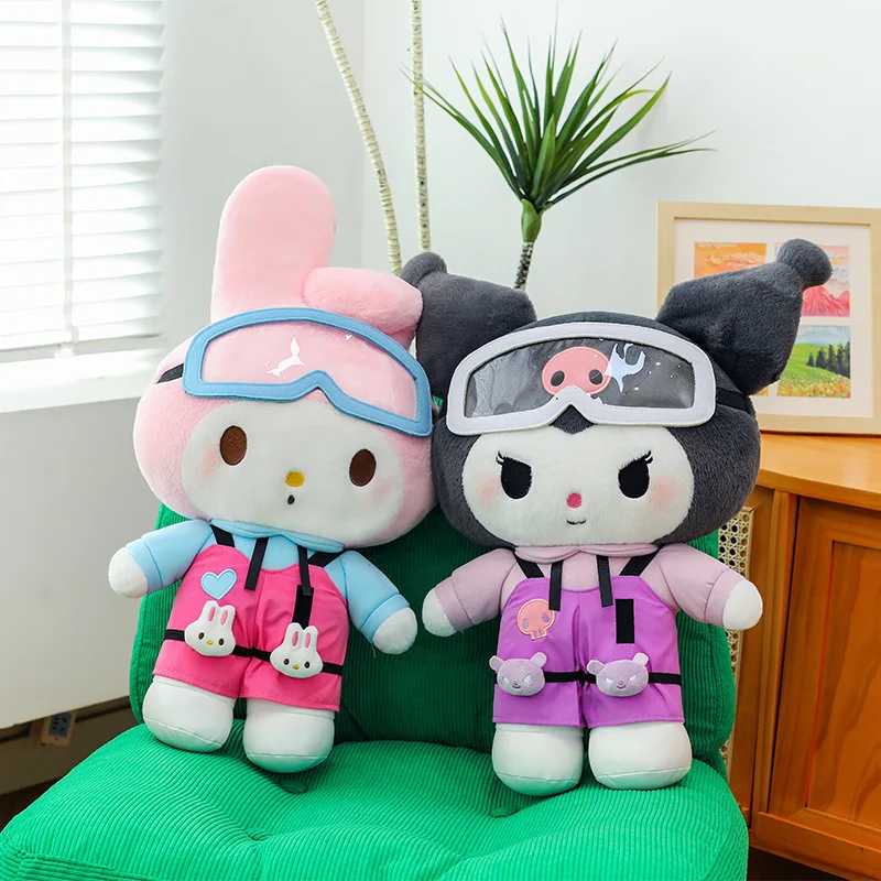 

Hot New Sanrio 40/55cm Cute Plush Stuffed Toy Kawaii Kuromi Melody Skiing Series Doll Children'S Soft Pillow Girl Birthday Gift