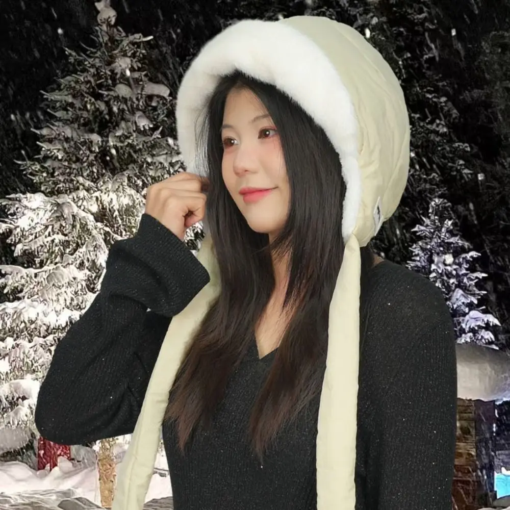 

Korean Style Ear Protection Hat Soft Windproof Plush Pullover Hats Comfortable Strap Design Winter Warm Hat Cycling Riding