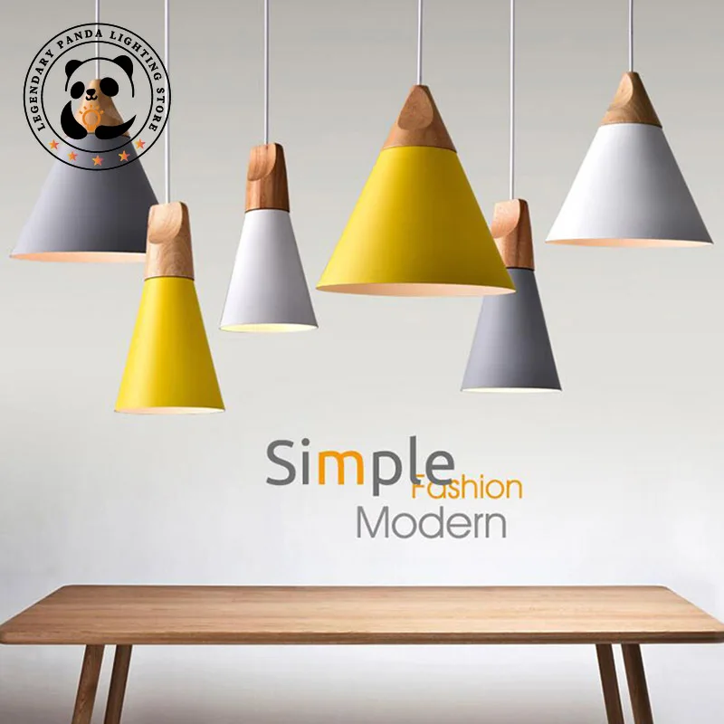 

Nordic Simplicity Pendant Light Combined Real Wood Multicolor Lampshade Luminaria Dining Table Restaurant Bedroom Light Fixtures