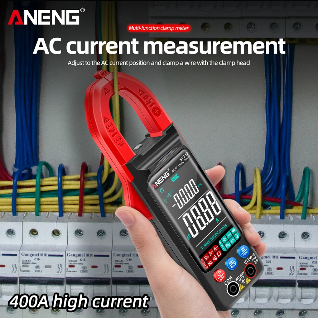 ANENG ST212 Clamp Multimeter Digital Display LCD Tester Current Resistance Capacitance Continuity Detector Meter Ammeter Black