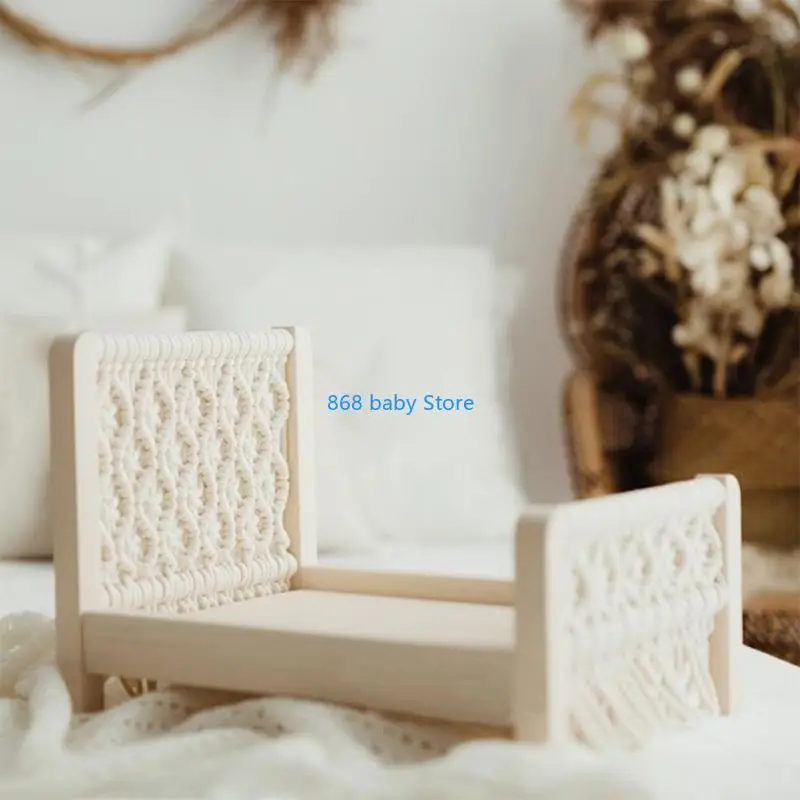 29EE Fotografia neonato Porps Lettino in legno Baby Photoshoot Lettino Sfondo tessuto Piccoli mobili per accessori per