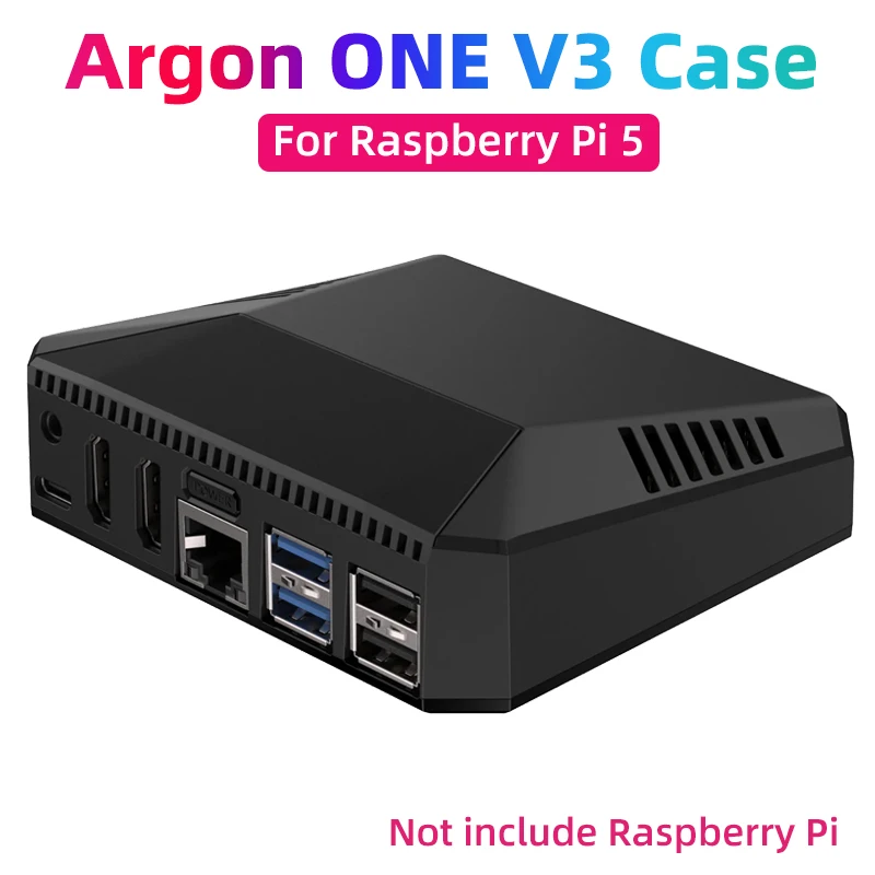 

Argon ONE V3 телефон для Raspberry Pi 5 с алюминиевым корпусом, встроенный PWM вентилятор, полный HDMI-совместимый приемник с кнопкой питания ИК для RPI 5 Pi5