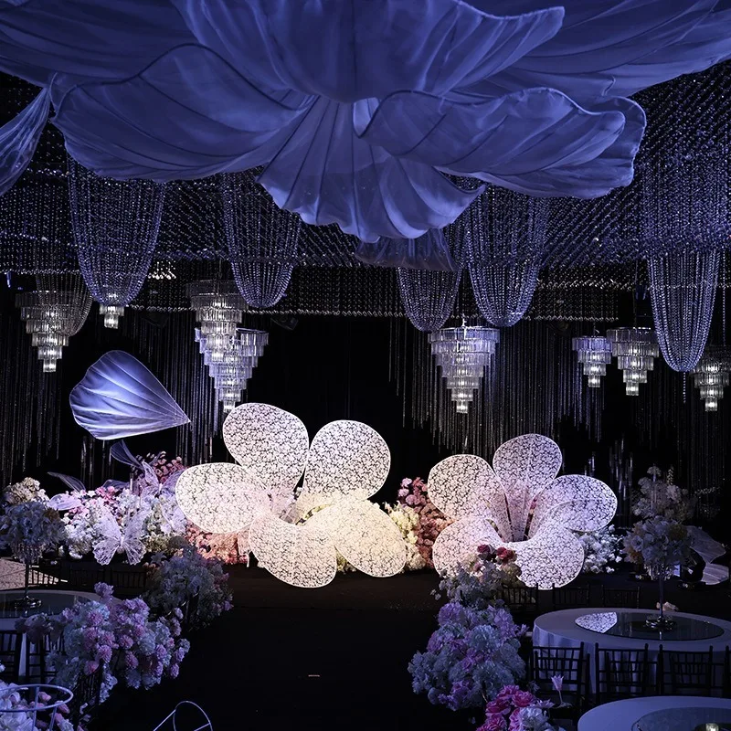 New wedding props five-petal lace flower big lily decoration wedding stage shopping mall window background decoration ornament