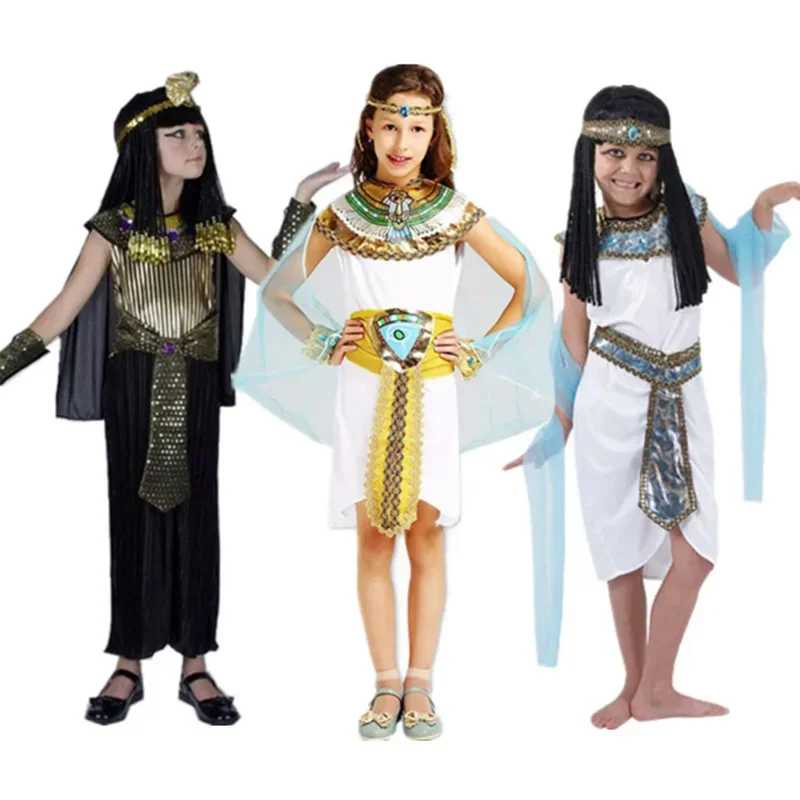 Beer Huis Kids Kinderen Egypte Prinses Egyptische Farao Kostuum Cosplay Jongens Meisjes Maskerade Kostuums Cleopatra Car2025 PPT01..