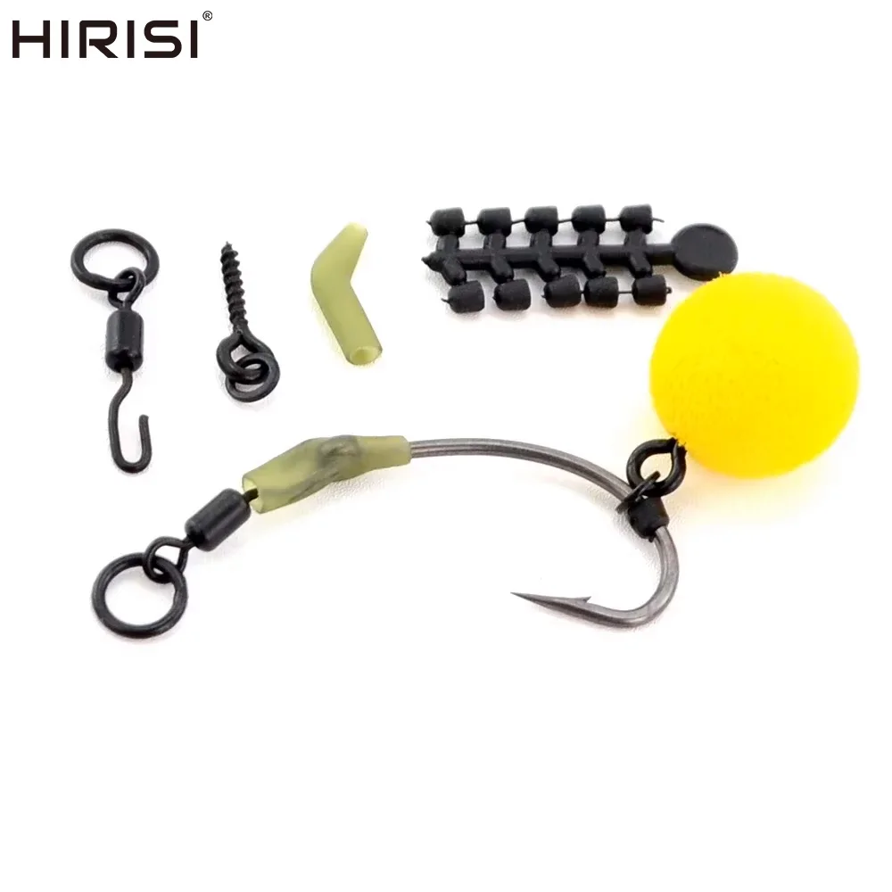 Hirisi, 10 компл., вертлюг для ловли карпа, быстросменные рыболовные рукава с защитой от запутывания, 20 шт., резиновые бусины для рыболовных крючков, аксессуары для рыбалки