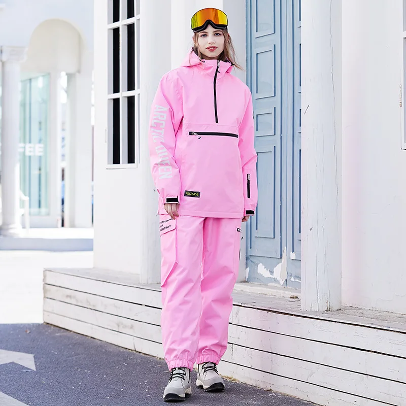 Traje de snowboard para mujer, conjunto de Sudadera con capucha de esquí para pareja, traje de esquí impermeable a prueba de viento para hombre y mujer, ropa de nieve para exteriores, invierno, 2023