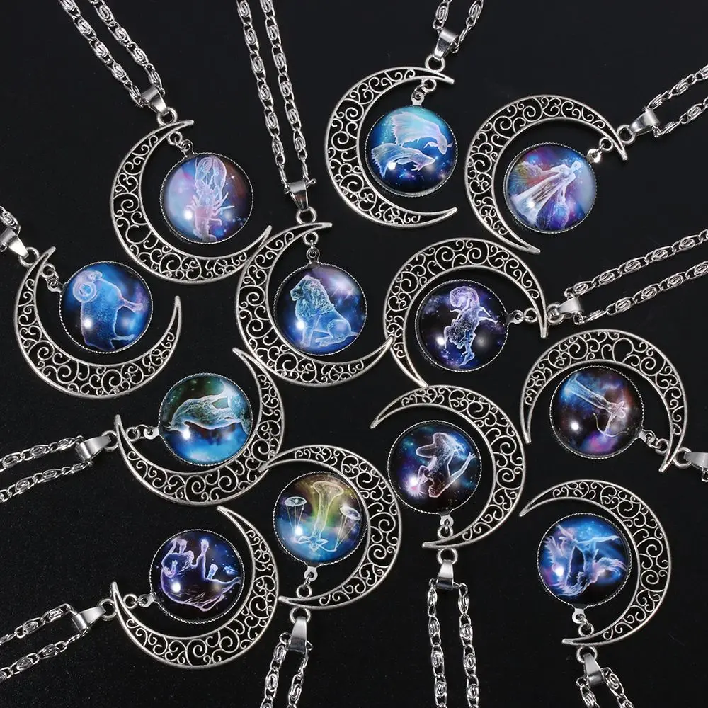 Women Men Best Birthday Gift Fashion Horoscope Astrology  Leo Libra Scorpio Sagittarius Zodiac Pendant Constellation Necklace