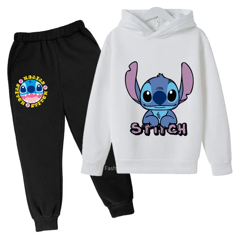 

Disney Stylish Stitch Cartoon Print Hoodie & Pants Duo for Kids Fashionable Outfit Ideal for Outdoor Adventures in Autumn/Spring