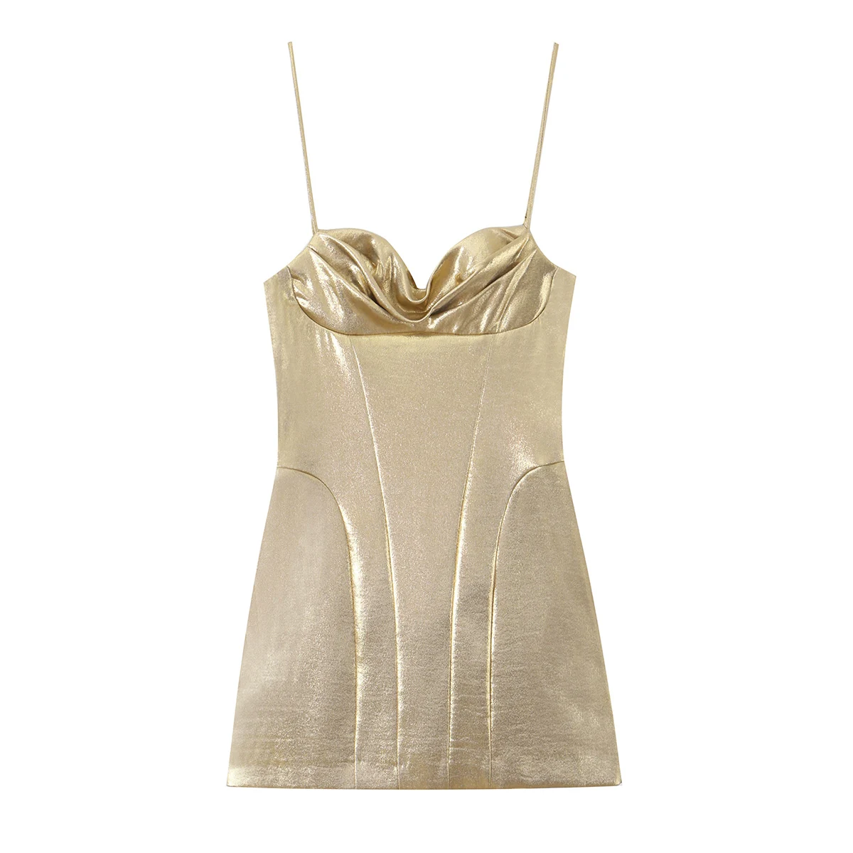 KONDALA Damen Schickes Sexy Trägerkleid Cocktail Geburtstagsparty Korsett Goldfarbenes Kleid 2026 Sommer Trendiges Damen-Minikleid – Detail 3