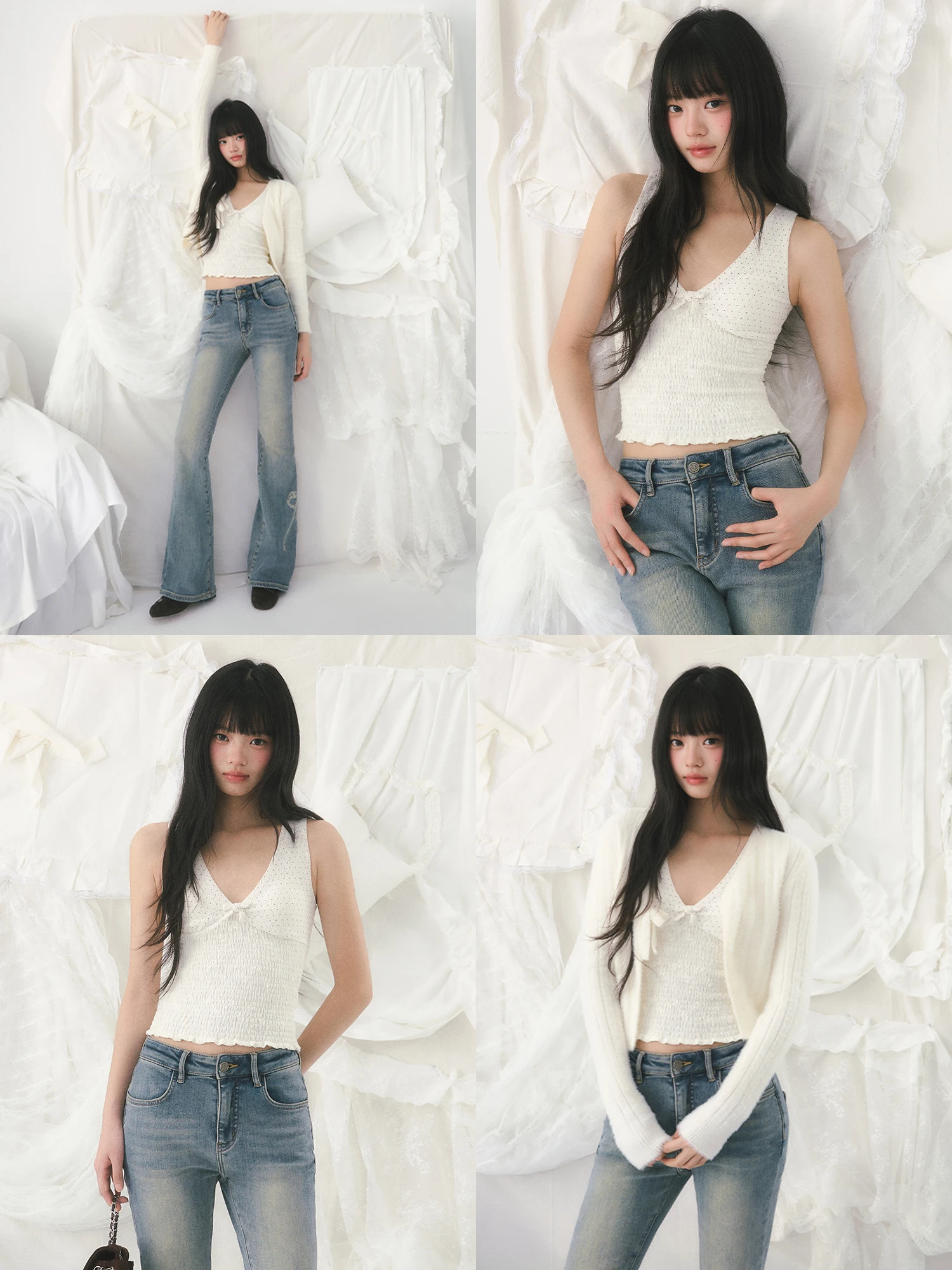 

Женская эластичная блузка-топ Wedhub в корейском стиле с V-образным вырезом, в горошек, без бретелек, приталенная, для весны, как нижний слой одежды