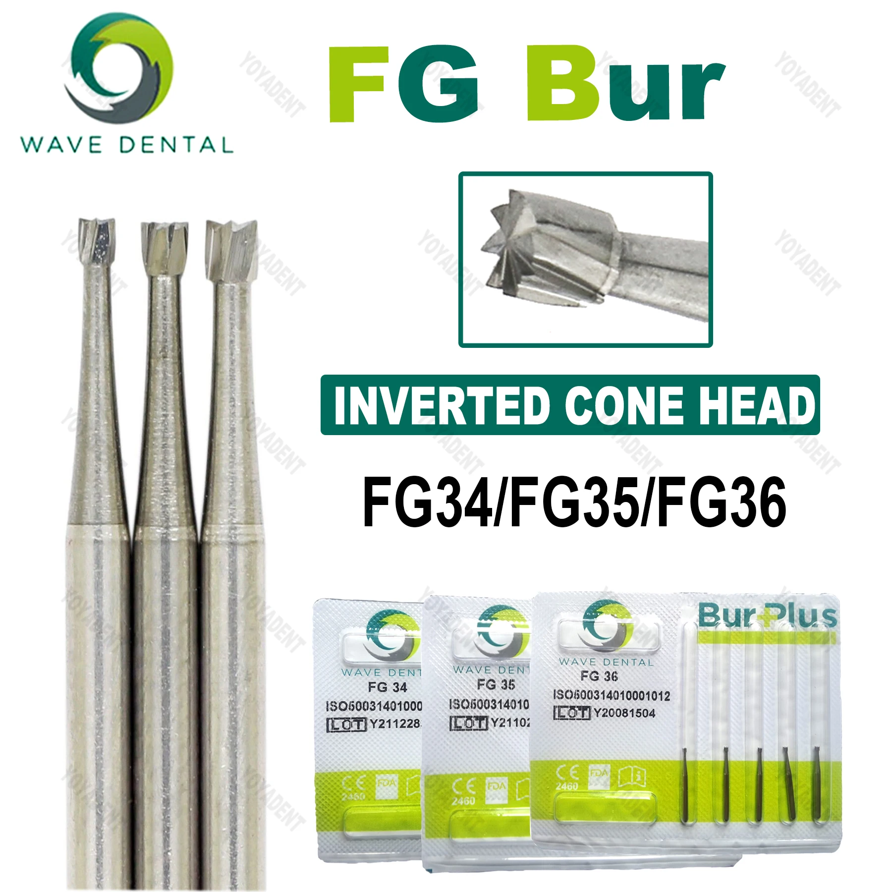 

5Pcs/Pack WAVE Dental Burs Tungsten Carbide Bur Inverted Cone Head For High Speed Handpiece Dentistry strawberries