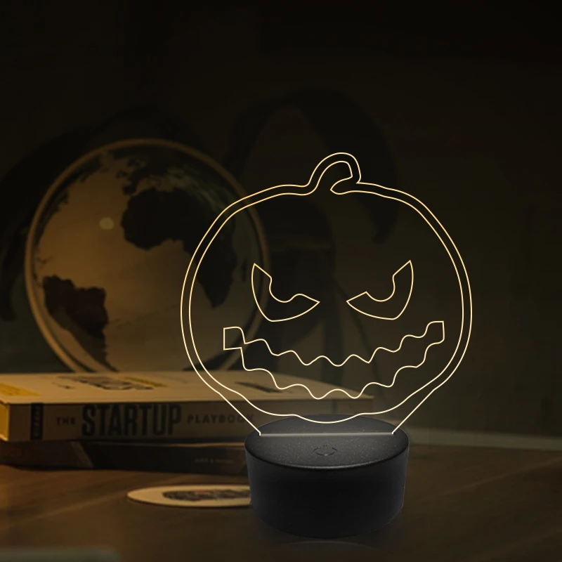 USB LED Night Light Customized Personalized 3D Line Drawing Lamp Bedroom Night Light Black Base 7 Color For Halloween Decoration