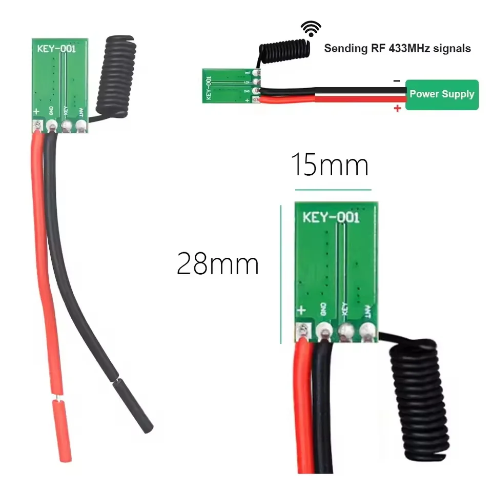 

1 CH RF Transmitter Modul 433.92 MHZ Relay Receiver LED Light Controller Kit 433Mhz Wireless DC 3.7V-24V Remote Control Switch