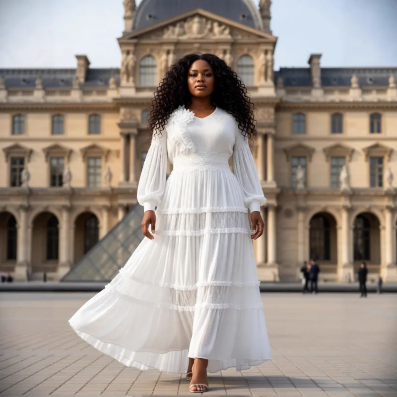 アフリカンプラスサイズ女性用ドレス ミヤケプリーツファッション 気質のある花柄 ルーズロングスリーブ ストレッチウエスト プリーツロングドレス