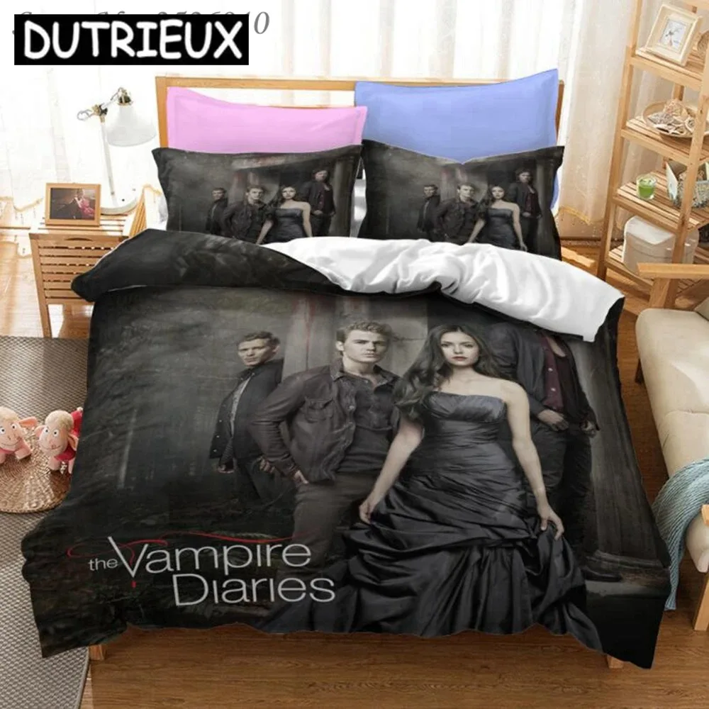 

The Vampire Diaries Print Bedding Set 3D Character Duvet Cover Set With Pillowcase Twin Full Queen King Bedclothes 02