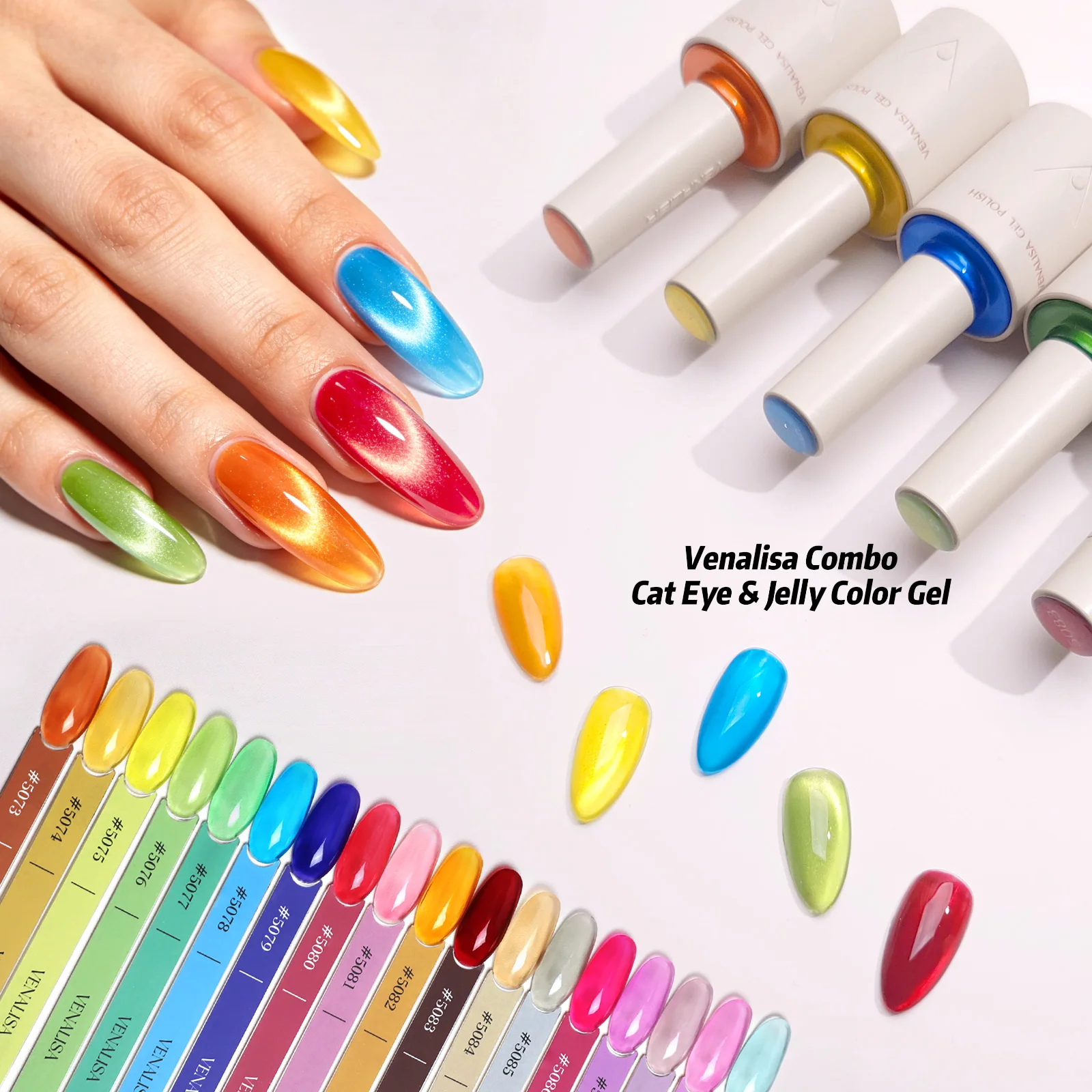 TPO FREE VENALISA 10ml Gel-Nagellack Sommer Transparente Reine Farbe Katzenauge UV LED Soak-Off Glänzender Magnetischer Nagelkunst-Farbgel – Detail 2