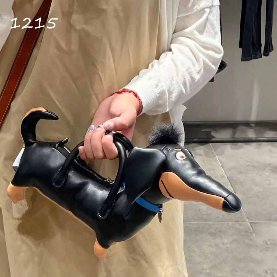 ダックスフント犬の形をした女性用ハンドバッグ,ミニショルダーバッグ
