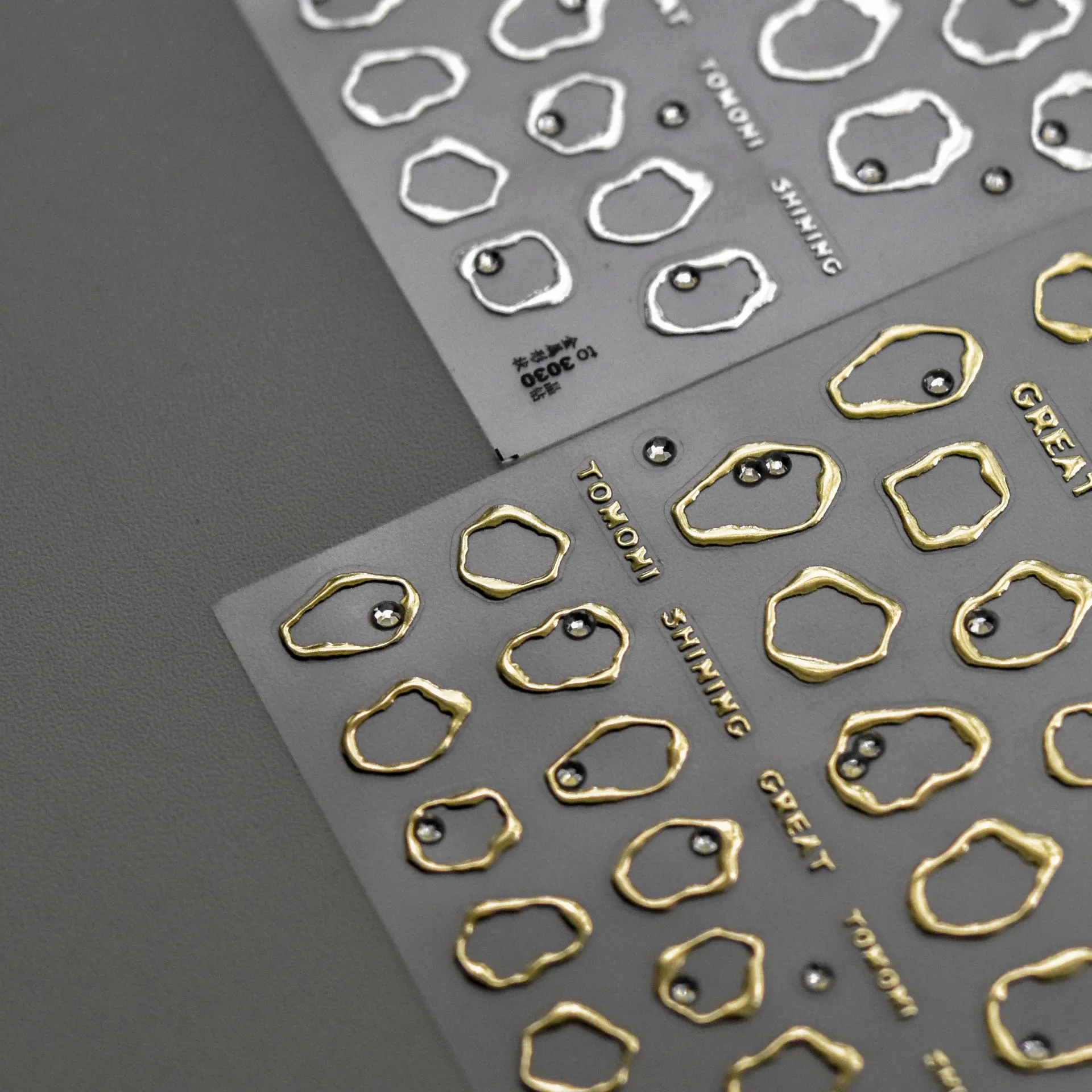 1 قطعة 5D كريستال حجر الراين مسمار ملصقا غير النظامية الذهبي الإطار مسمار الفن ملصقات DIY بها بنفسك الفاخرة مسمار الديكور أجزاء مانيكير الشارات #4