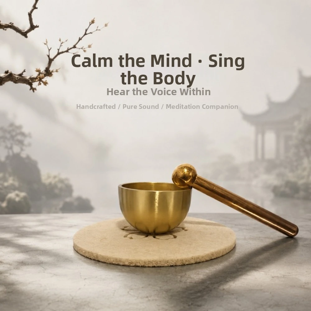 Mini Singing Bowl Set Handmade Relaxing Sound Meditation Sound Bowl Brass with Mallet and Ball Copper Chant Bowl for Sound