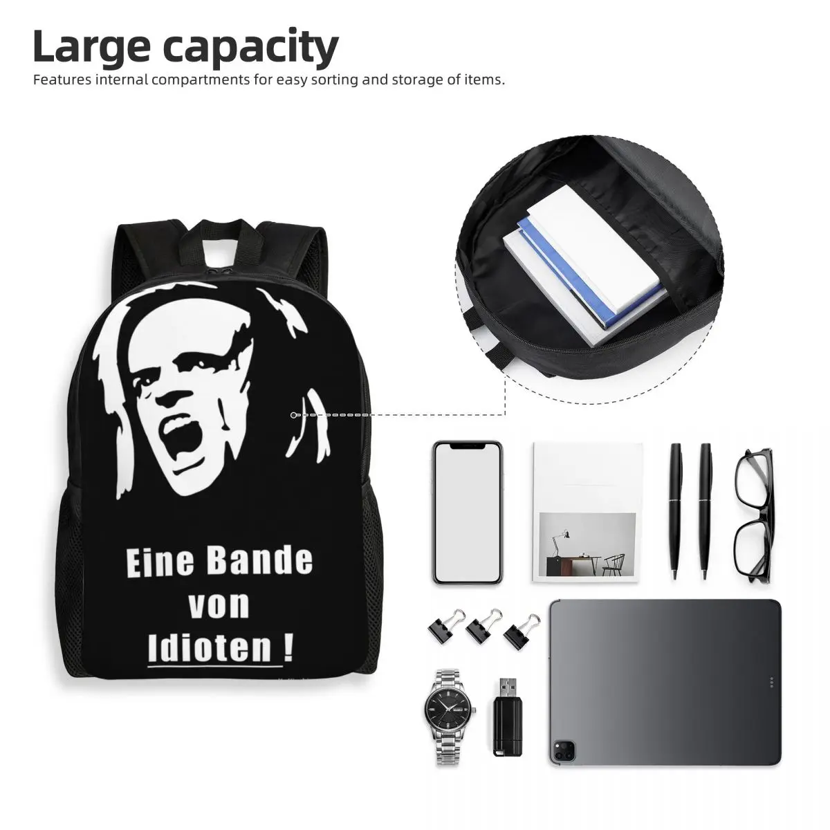 Klaus Kinski - Idiots Mochila para estudiantes Mochila escolar Mochila de viaje para senderismo para hombres y mujeres Mochila de moda Bolsos de hombro