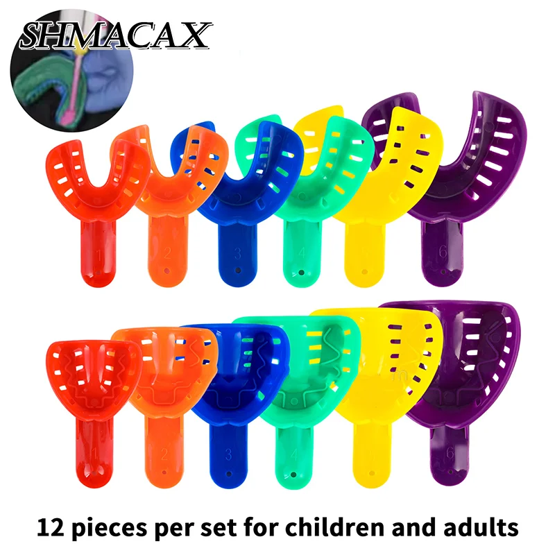 

12 шт., стоматологические подносы для детей и взрослых, пластиковый держатель для зубов, цветная стоматологическая модель, материалы и оборудование для стоматологической лаборатории