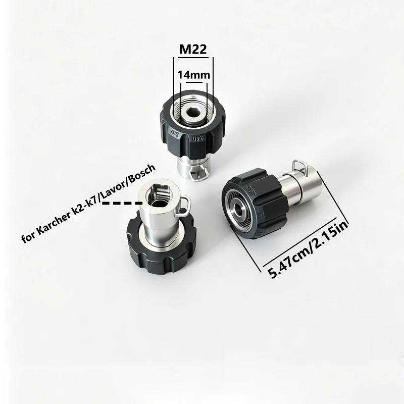 Pressure Washer Adapter M22-14mm Connector for Karcher/Lavor/Bosch Hose (Suitable for Water Gun Connection to Hose)