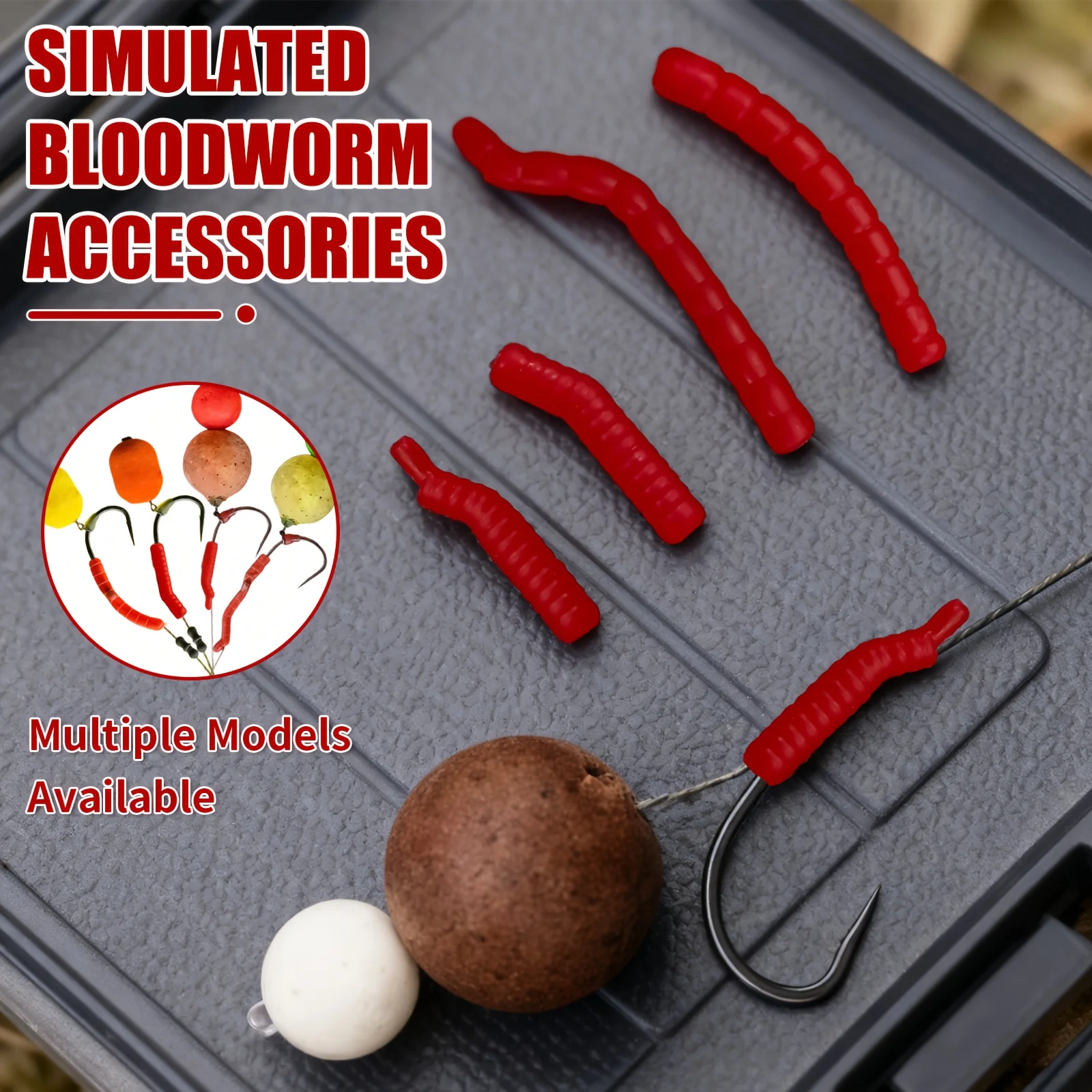 Roter künstlicher Bloodworm Bait Aligner – realistischer weicher Wurmköder zum Karpfenangeln |   Hoher Verborgen, schnelles Flip-Design für schnelles Arbeiten