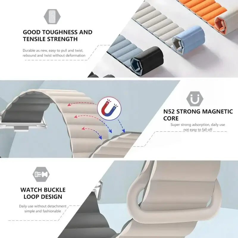 Magnetic Silicone Strap For Redmi Watch 4 Soft Sport Wristband For Xiaomi Mi Band 8 Pro/9 Pro Watch Belt Accessories Correa Band image 2