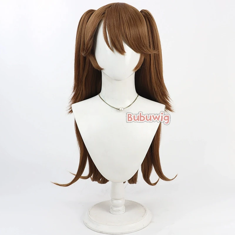 Bubuwig Synthetic Hair Shishigami Leona Cosplay Wigs Virtual YouTuber Shishigami Leona 70cm Brown Ponytail Wig Heat Resistant