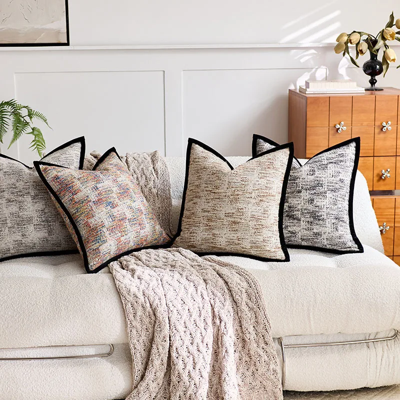 Simple Geometric Check Pillows Luxury Jacquard Cushion Case Modern Room Decorative Pillow Cover For Sofa Chair Home Decorations