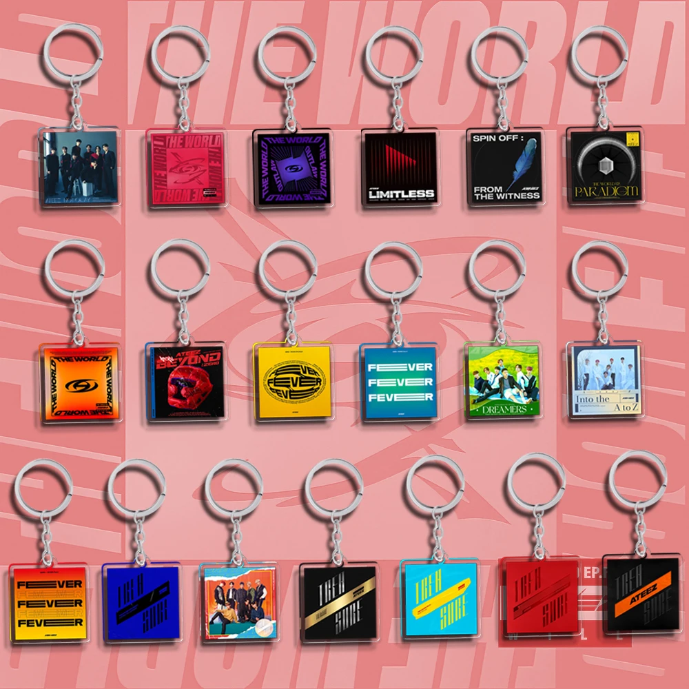 

Acrylic Kpop ATEEZ Keychain Album THE WORLD EP.2 : OUTLAW Hongjoong Seonghwa Yunho Yeosang Key Ring Pendant Teakook Accessories