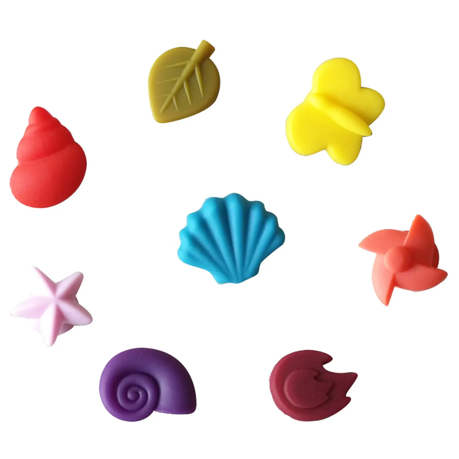 8Pcs Silicone Wine Glass Markers Suction Cup Drink Signs Reusable Eco Friendly Charms for Parties Bars Ktv Wedding Events