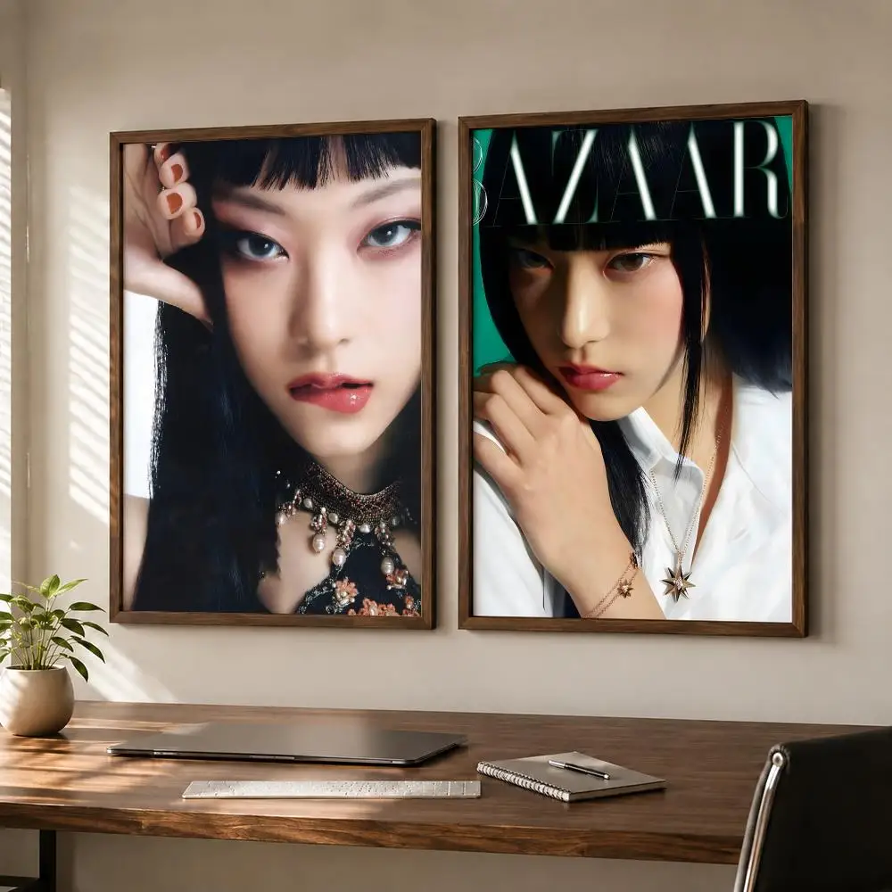Popular Singer Kang Haerin Poster Self-adhesive Waterproof Paper Sticker Art Coffee House Bar Room Wall Decor