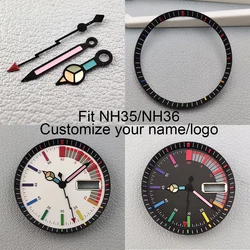 NH35 rainbow color dial and hands without luminous dial is suitable for NH35/NH36 movement